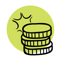 symbole pièces monnaie fond vert